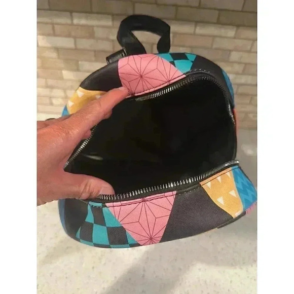 Demon Slayer: Kimetsu No Yaiba Nezuko Tanjiro Zenitsu Patchwork Mini Backpack TM - Picture 6 of 8